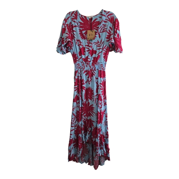 NWT Abel The Label Morning Star Hawaiian Floral Dress High Low Flutter Medium - Picture 2 of 9